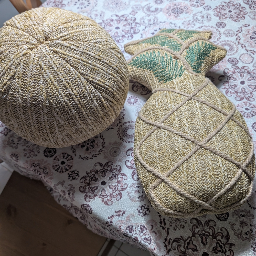 Decorative Pineapple and Ball Pillow Set